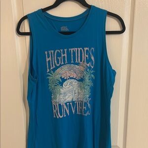 High Tides Run Vibes Blue Tank Top